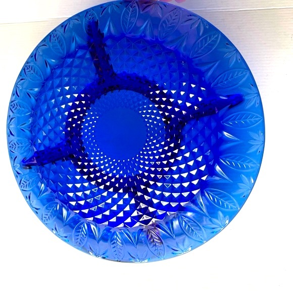 Cobalt blue glass 10” in divided serving plate 5 sections royal blue glass plate - Picture 8 of 9